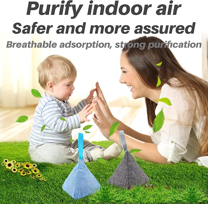 Charcoal Bags Odor Absorber (3x200g) Activated Bamboo Charcoal Air Purifying Bags Charcoal Odor Eliminating Bags for Home & Car Shoes, Closet, Pet -3 PACK