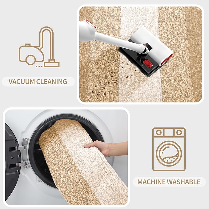 Kitinjoy Indoor Outdoor Door Mat, 40x32 Non-Slip Absorbent Dirt Trapper, Low-Profile Washable Inside Entrance Front Floor Mat, Sturdy Soft Entry Doormats for Entryway, Beige
