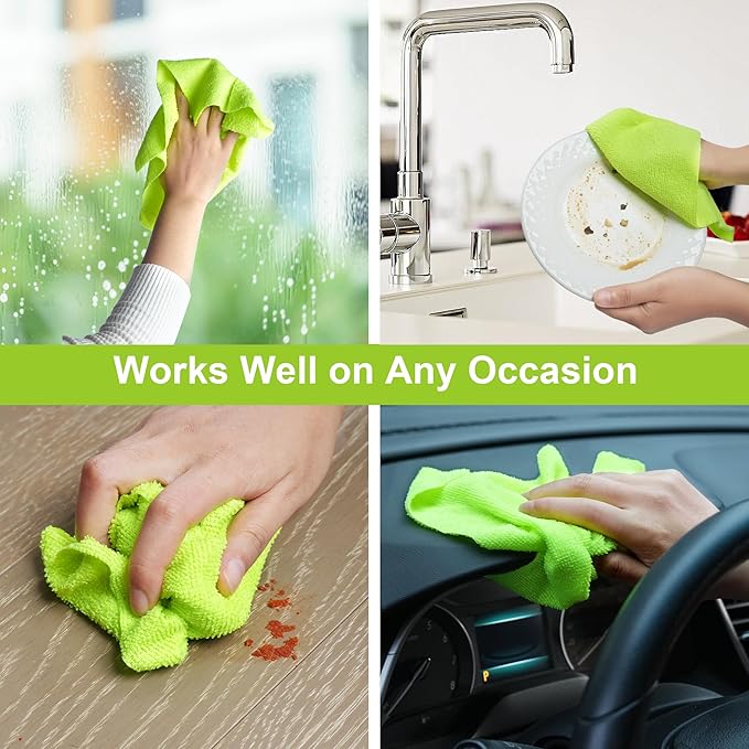 LIVOS Microfiber Cleaning Cloth Roll - 80 Pack, Reusable Paper Towels Green Tear Away, Microfiber Towels for Car, Super Absorbent Lint Free Cleaning Rags for House, Kitchen, Window-11.5"x11.5"