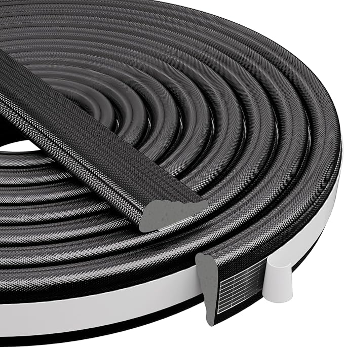 Wedge-Shape Window Weather Stripping Door Frame Seal Strip 3Pcs×196" Black,Upgrade Black Foam,Soundproofing,Draft Stopper,Winter Insulation,Noise Blocker, Gap Filler for Exterior Front Door Side