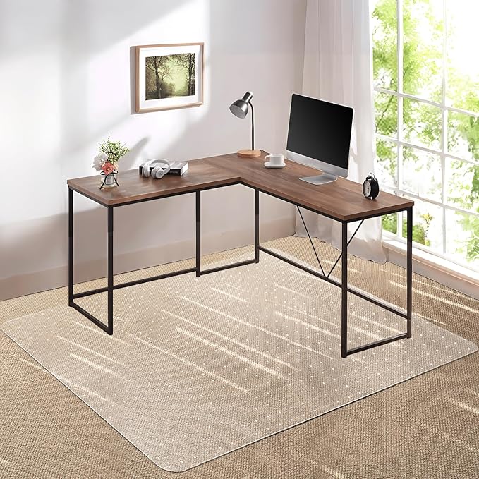 Kuyal Desk Chair Mat for Carpet, 46'' x 72'' Rectangle Transparent Mats for Chairs Good for Desks, Office and Home, Easy Glide, Protects Floors for Low and No Pile Carpeted Floors