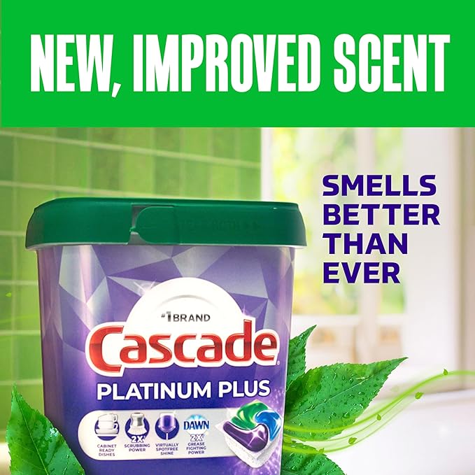 Cascade Platinum Plus Dishwasher Pods, Dishwasher Detergent, Dish Detergent Soap, Mountain, 47 Count