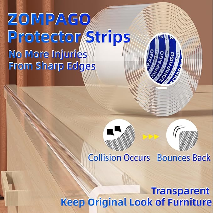 Clear Soft Corner Protectors for Furniture Strip,2in x9.84FT,Sharp Edge & Table Bumper,Window Edge,Wall Protector, Soft Corner Guards Safe for Proof,Table Corner Protectors in Family