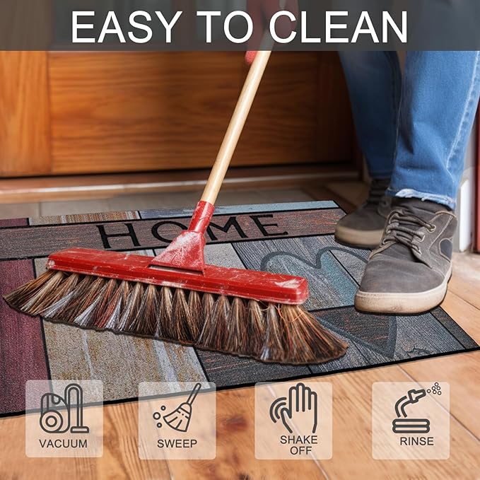 CHICHIC Welcome Door Mat 18x 30 Inch Front Doormat Outdoors for Home Entrance Outdoors Mat for Outside Entry Way Doormat Entry Rugs, Heavy Duty Non Slip Rubber Back Low Profile, Heart