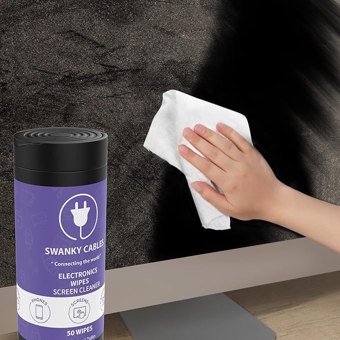 Electronic Cleaning Wipes - Computer, TV, Monitor, Phone, Laptop, Tablet, Keyboard, Camera & Lens Cleaner, Portable Tech Screen Cleaner - With Microfiber Cloth - Canister, 150 Count