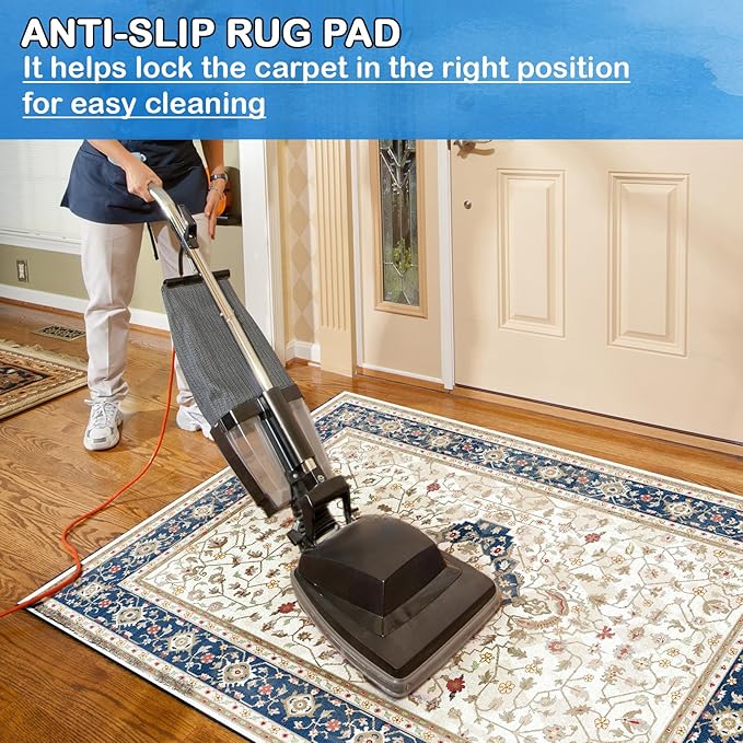 Non-Slip Rug Pads 8 x 10 ft, 100% Waterproof Extra Large Area Rugs Non Skid Rug Pad for All Floors and Finishes Durable Hardwood Floor Protective Felt Keeps Rugs in Place, Safe and Secure