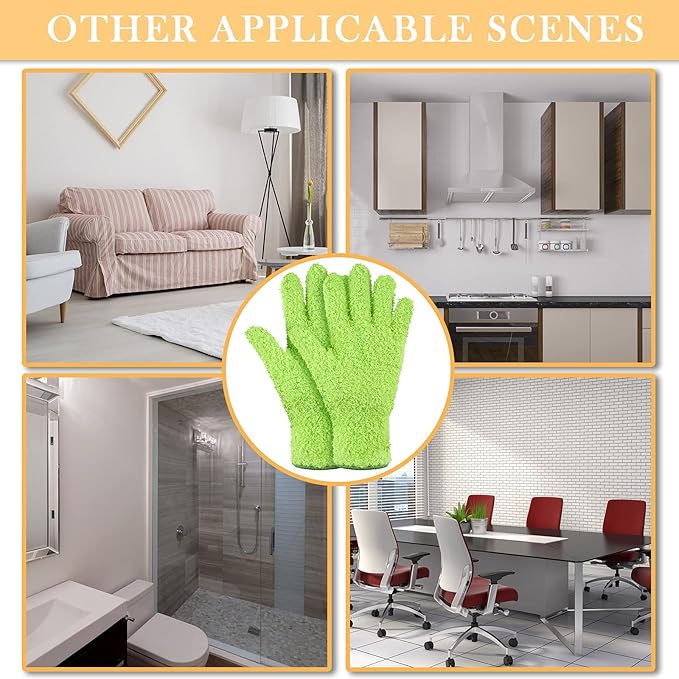 Patelai 3 Pairs Microfiber Plant Dusting Gloves Leaf Cleaning Gloves for Indoor Plants, Blinds, Furniture, House(Medium,Green Yellow, Water Blue, Pink)