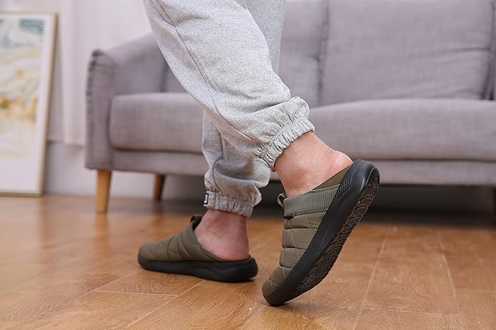 KUBUA Slippers for Men and Womens Indoor House Shoes Plush Slip on Outdoor Garden Loafers