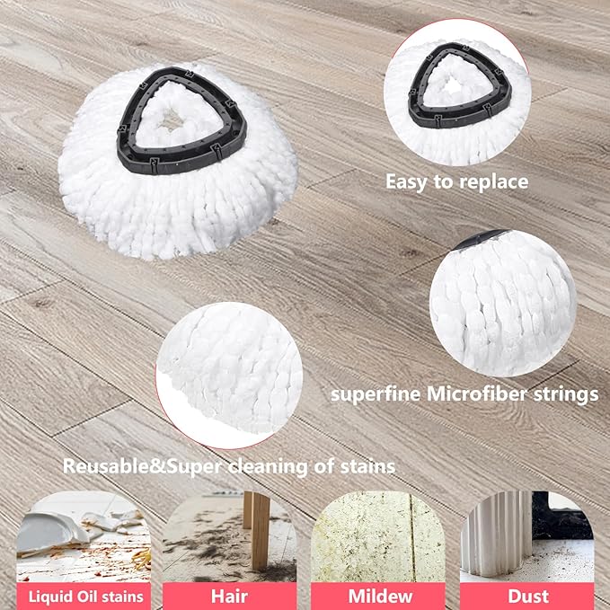 Mop Replacement Heads 4 Pcs & 1Scrub Brush & 1 Base Combo for Ocedar Easywring 1-Tank System,Microfiber Spin Mop Replacement Head,Machine Washable for Bathroom,Kitchen,Tub and Tile