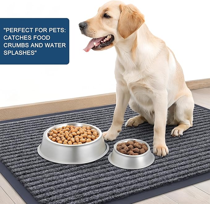OLANLY Front Door Mat Indoor Outdoor Entrance, Waterproof Heavy Duty Doormat, Fade Resistant, Low Profile, Easy Clean Patio Porch Welcome Floor Mats for Entry, 47x32, Grey