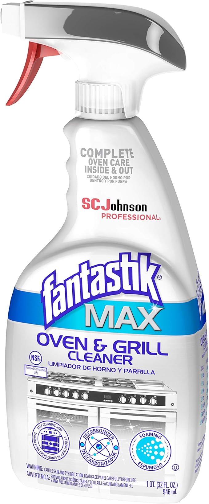 SC Johnson Professional, Fantastik Max Oven & Grill Cleaner Spray, Cleans Inside and Out, 32 Oz, Pack of 8