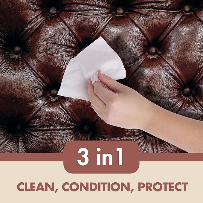 Swanky Leather Wipes - Leather Cleaner and Conditioner for Purses, Shoes, Furniture Polish & Car Seats, Prevents Fading & Cracking, Restores Softness & Shine - Soft Wipes, 180 Count