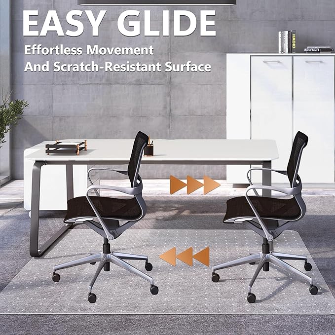 Large Chair Mat for Carpet, Easy Glide Plastic Carpet Floor Protector Mat for Office Chairs for Work & Home