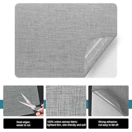 J.CARP 2Pcs Linen Repair Patches, Large Self-Adhesive Fabric Patch for Sofas, Couch, Furniture, Car Seats (8 * 11 inches-2PCS Grayish Beige2.0)