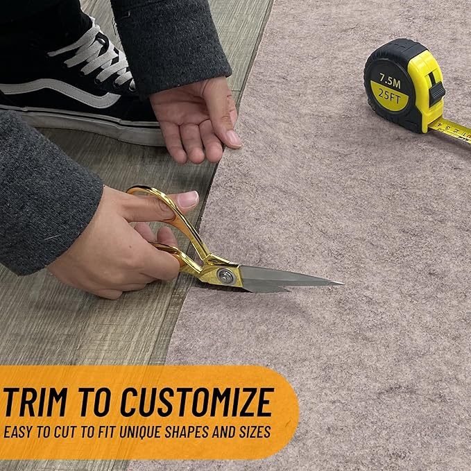 Ottomanson 8' x 10' Non-Slip Rug Pad Gripper 1/4 Inch Thick Dual Surface Felt + Rubber Gripper - Safe for All Floors, Brown