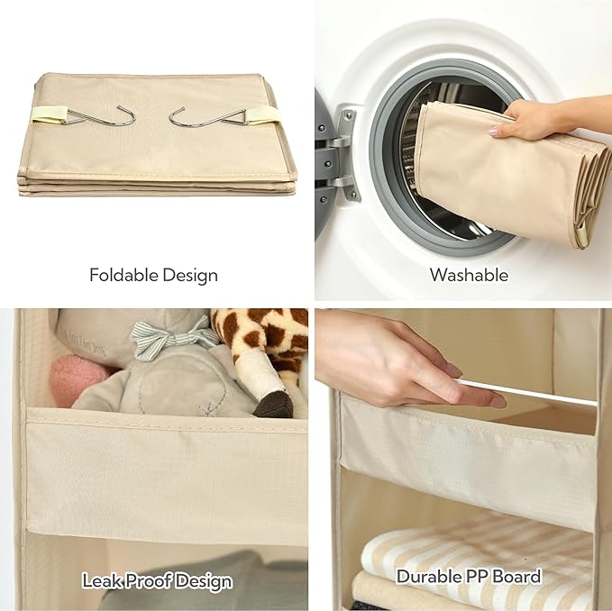 GRANNY SAYS 3-Shelf Hanging Closet Organizer, Closet Organizers and Storage, Closet Storage Hanging Shelves, Clothes Organizer for Closet, Closet Hanging Organizer, Hanging Storage Organizer, Khaki