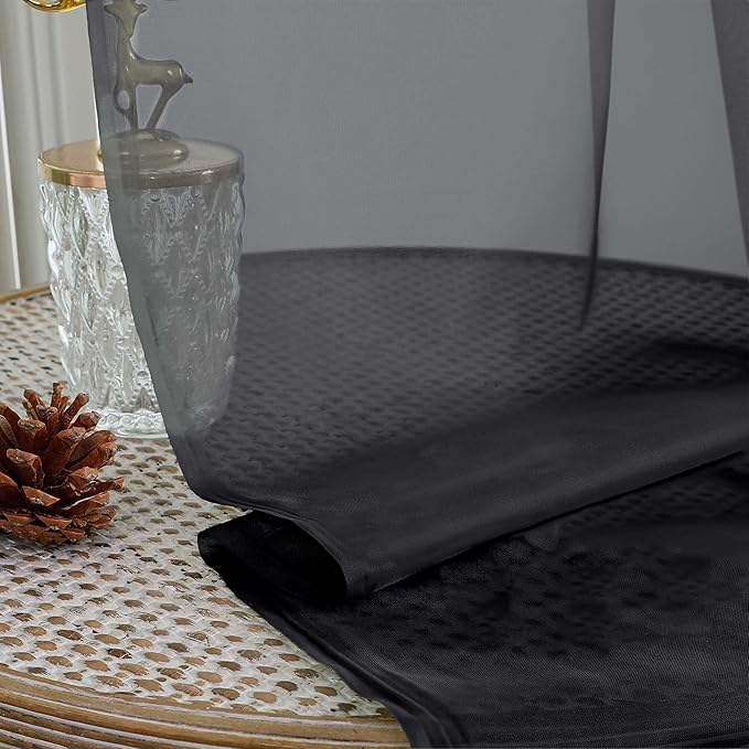 Chyhomenyc Extra Long Black Sheer Curtains 144 inch 2 Panels, Translucent Backdrop Window Scarf Drapes for Canopy Bed/Wedding/Living Room/Anniversary, 12FT Length, Each 59Wx144L in, 2PCS