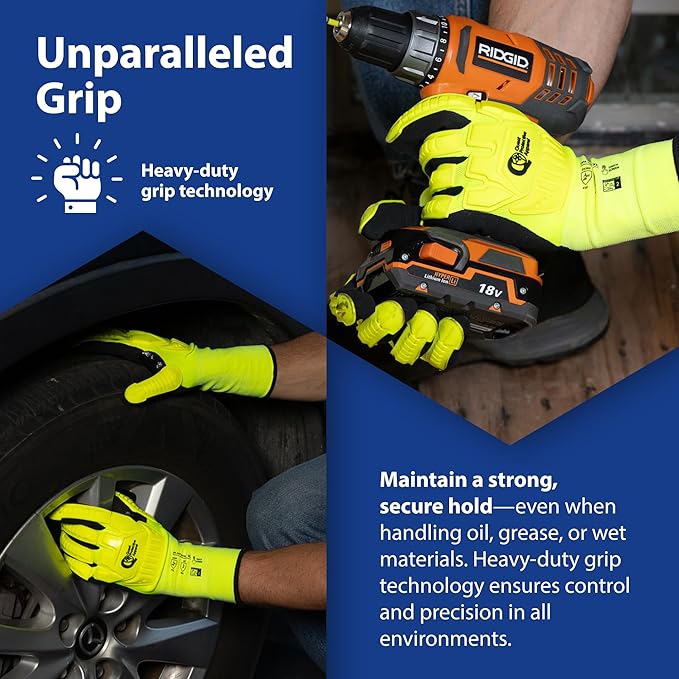 Quest Protective Apparel - High Visibility Cut Resistant Work Gloves - Puncture Resistant Safety Gloves for Men and Women X Large, 1 Pair