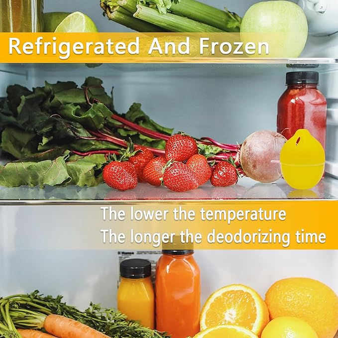 Refrigerator Deodorizer, Fridge Deodorizer More Effective Than Baking Soda, Refrigerator Odor Absorber for Refrigerator Freezer and Freezer Compartments, Natural Gel，(4 Pcs/Lemon Flavor)