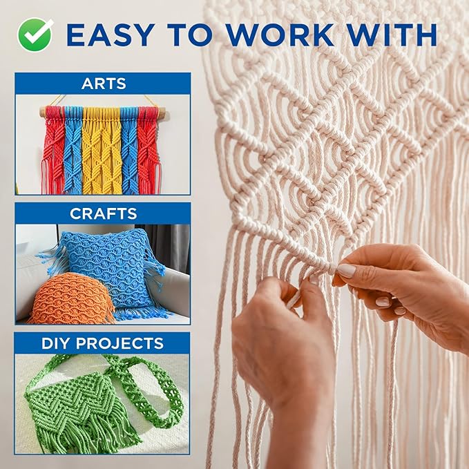 TECEUM Cotton Rope 3/16” (5 mm) – 50 FT – Strong All-Purpose Braided Rope – Natural Cotton – for Crafting, Сamping, Clothes Line, DIY, Indoor & Outdoor Use – Gray