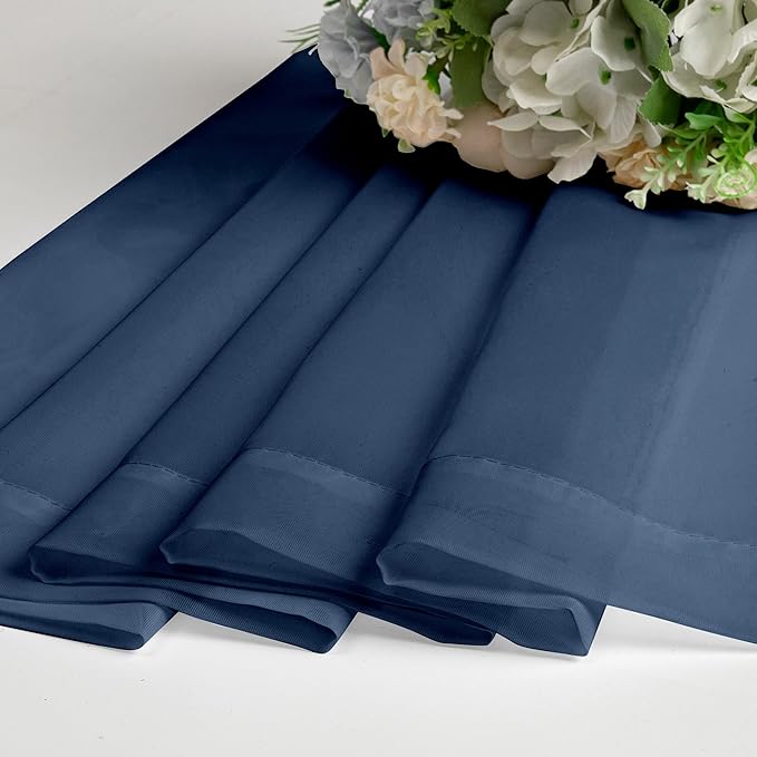 Chyhomenyc Voile Sheer Curtain Panels 54in Long 2 Pack, Short Bathroom Window Curtains for Small Window/Living Room/Guest Room/Basement, Airy Light Filtering Drapes, 42W x 54L inch, Navy Blue