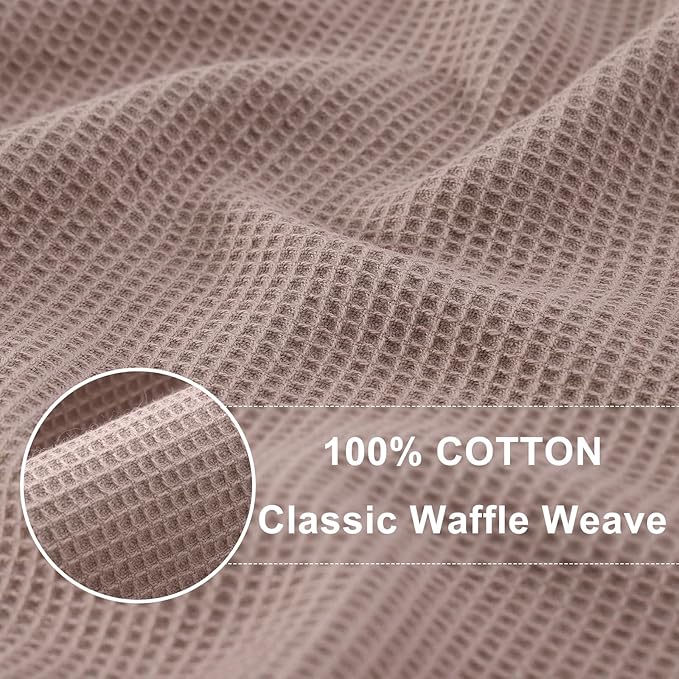Homaxy 100% Cotton Waffle Weave Dish Cloths - 12 Pack Soft and Absorbent Dish Towels - 12 x 12 Inches Quick Dry Dish Rags - Brown