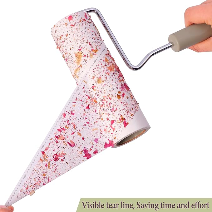 Large Lint Rollers for Pet Hair Extra Sticky,Cat Dog Hair Remover Laundry Clothes Carpet Furniture,6.3 inches Wider with 450 Sheets Giant Lint Remover Brush for Couch with Long Handle
