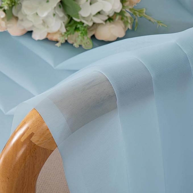 Chyhomenyc Light Blue Sheer Curtains 84 Inch Length 2 Panels, Light Filtering Soft Airy Voile Rod Pocket Sheer Window Drapes for Bedroom Living Room, Each 42Wx84L Inches, Sky Blue