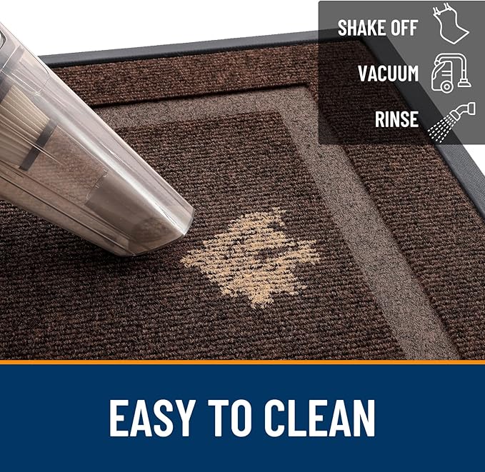 OLANLY Front Door Mat Indoor Outdoor Entrance, Waterproof All-Season, All-Weather Doormat, Sturdy Natural Rubber, Fade Resistant, Low Profile, Easy Clean Patio Porch Entryway Mat, 59x23, Dark Brown
