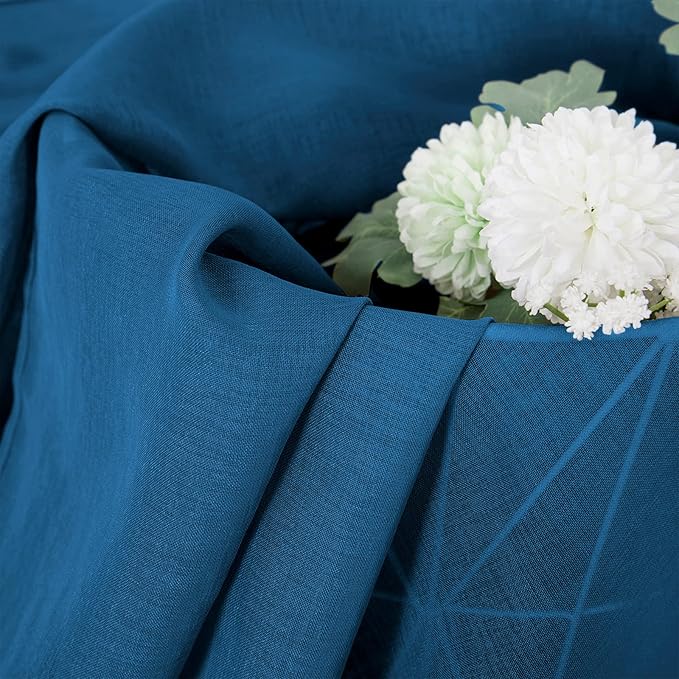 Tollpiz Sheer Curtain Linen Textured Living Room Curtains Sheer Light Filtering Rod Pocket Voile Curtain for Bedroom, 54 x 72 inches Long, Classic Blue, Set of 2 Panels