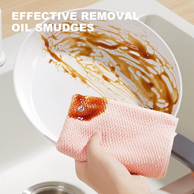 JOYMOOP Microfiber Cleaning Cloth, Soft Absorbent Cloth, Multi-Purpose Cleaning Cloth, Highly Absorbent Cleaning Rags, Lint-Free, Streak-Free Cleaning Cloths for Kitchen Home Office, 5Pcs