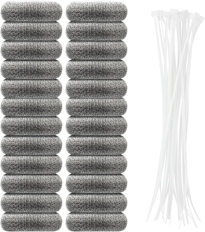 24 PCS Lint Traps, Stainless Steel Lint Catcher for Washing Machine, Pet Hair Remover for Laundry, Upgrade Traps Laundry Mesh Washer Hose Filter with 24 PCS Cable Ties