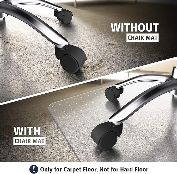 Azadx Chair Mat for Carpet 48"x 36" with Lip Chair Mat for Carpeted Floors, Office Chair Mat for Carpet Protector Floor Mat on Low Pile Carpets Easy Glide Rolling Desk Computer Chair Mat for Home