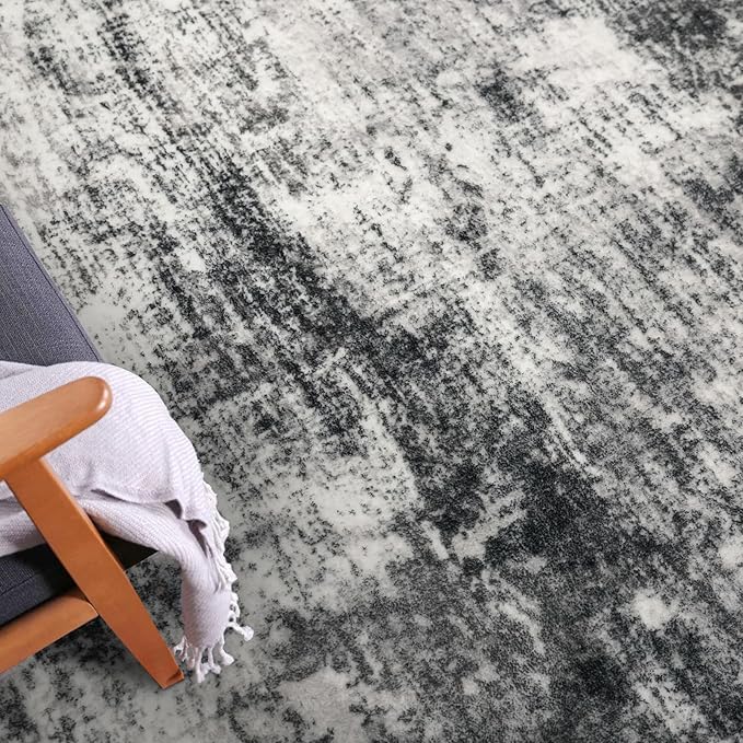 IOHOUZE Abstract Runner Rug 3x20 Ft Extra Long Washable Runners for Hallways, Non Slip Kitchen Runner Printed Faux Wool Entryway Runner Indoor, Modern Abstract Floor Carpet for Hall Stair, Black Grey