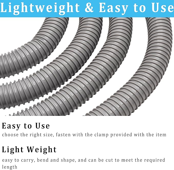 Dust Collection Hose 2 in × 20 ft Heavy Duty Flexible PVC Reinforced Thicken Helix Suction Discharge Corrugated Pipe Hose for Fume Dust Collector Fitting Wood Chip Saw (2 inch gray hose)