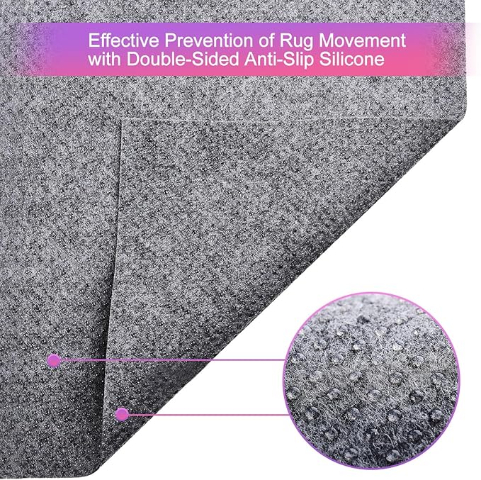 Ultra Strong Anti-Slip Rug Felt Pad 2 x 4 Feet Non Slip Area Gripper, Thin Profile Non Skid Carpet Mat Keep Your Rugs in Place- Gray