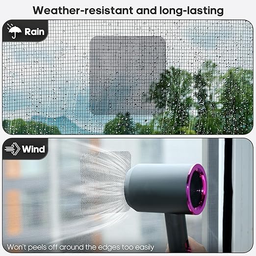 28 Sheets Window Screen Patches Repair Kit, Black 3 Sizes Window Screen Repair Kit for Mesh Screen Door, Strong Adhesive Fiberglass Quick Screen Repair Tape