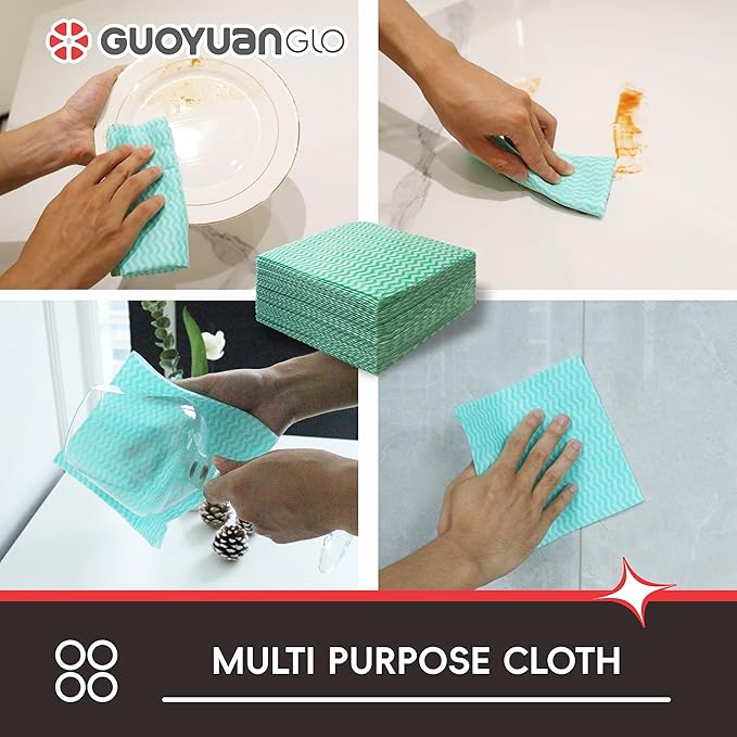 Disposable Cleaning Cloths Reusable Dsih Cloths for Kitchen Disposable Dish Rag Dry Fast 11.8x11.8 inch Pack of 100, Green