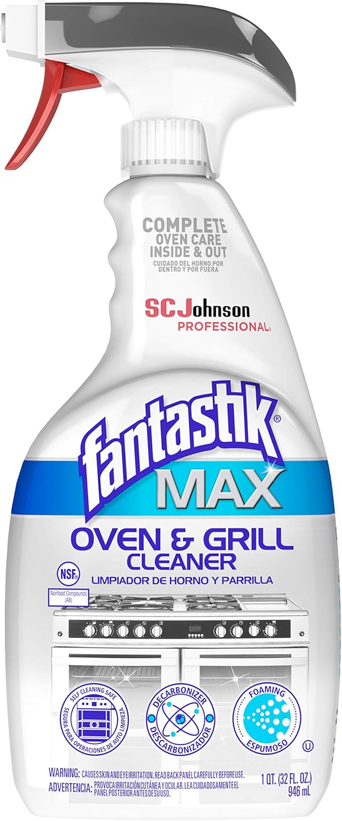 SC Johnson Professional, Fantastik Max Oven & Grill Cleaner Spray, Cleans Inside and Out, 32 Oz, Pack of 8