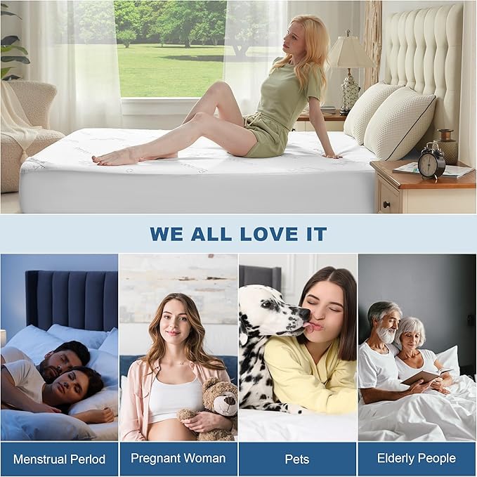 Waterproof Full Size Mattress Protector, Mattress Pad Fitted 6-15" Deep Pocket, 3D Air Fabric Soft Double Bed Mattress Cover Noiseless Washable for College Dorm