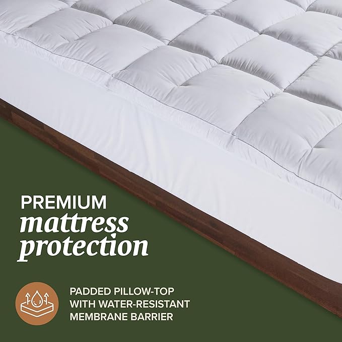 Beckham Hotel Collection Twin Size Hybrid Mattress Pad (Extra Padded) & Protector - Waterproof Quilted Pillow Top Mattress Cover - Thick, Plush, Fitted Mattress Topper for Bed
