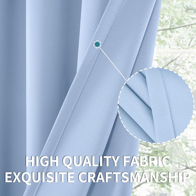 BGment Baby Blue Room Darkening Curtains 84 Inch Length for Bedroom - Rod Pocket Thermal Insulated Drapes for Living Room Boy Privacy Shading, 52 x 84 Inch, 2 Panels