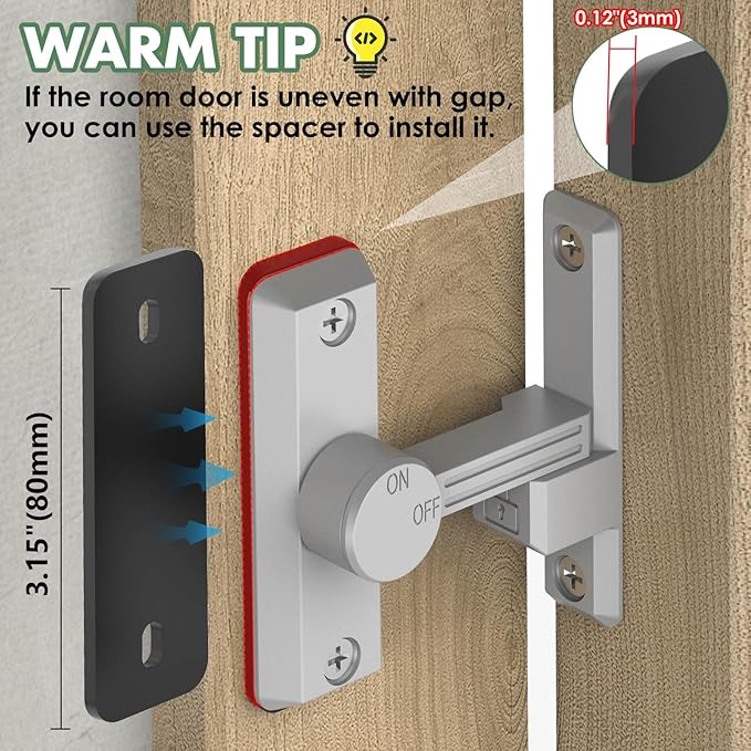 Barn Door Lock Latch, 90/180 Degree Flip Sliding Door Latch for Garage, Bedroom, Cabinet, Sturdy Zinc Alloy Security 90 Degree Lock (White-2 Pcs)