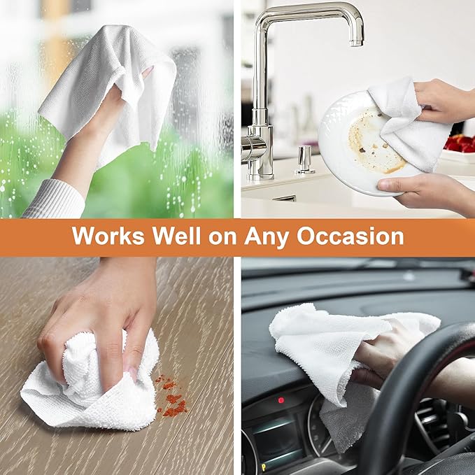 LIVOS Microfiber Cleaning Cloth Roll - 80 Pack, Reusable Paper Towels, White Tear Away, Microfiber Towels for Car, Super Absorbent Lint Free Cleaning Rags for House, Kitchen,Window- 11.5"x11.5"