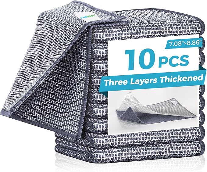 10 Pcs New Upgrade 3-Layer Non Scratch Wire Dishcloth,Wire Dishwashing Rag, Non-Scratch Wire Dishwashing Rags for Wet and Dry, Kitchen Cleaning Dish Rags for Cookware,Sinks, Dishes,Stove