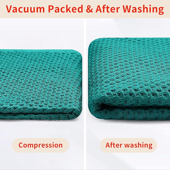 Homaxy 100% Cotton Waffle Weave Kitchen Dish Cloths, Ultra Soft Absorbent Quick Drying Dish Towels, 12 x 12 Inches, 6-Pack, Teal
