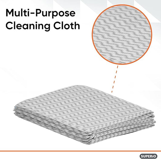 Superio Handy Wipes for Kitchen Multi-Purpose Heavy-Duty Reusable Cleaning Cloth for House, Bathroom, and Office. Disposable Dish Towel (10 Grey)