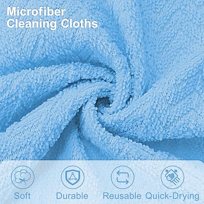 LIVOS Microfiber Cleaning Cloth Roll - 80 Pack, Reusable Paper Towels, Microfiber Towels for Cars, Super Absorbent Lint Free Cleaning Rags for House, Kitchen, Window-Light Blue, 11.5"x11.5"