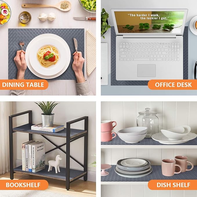 Shelf Liners for Kitchen Cabinets Refrigerator Liners Waterproof Kitchen Cupboard Liner Durable Plastic Drawer Mats EVA Material Non Adhesive Fridge Mats for Shelves - Gray 17.5 x 236.2 Inches