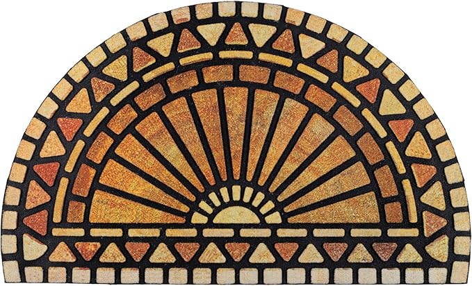 CHICHIC Welcome Door Mat 18 x 30 Inch Front Doormat Outdoors for Home Entrance Outdoors Mat for Outside Entry Way Doormat Entry Rugs, Heavy Duty Non Slip Rubber Back Low Profile, Semicircle